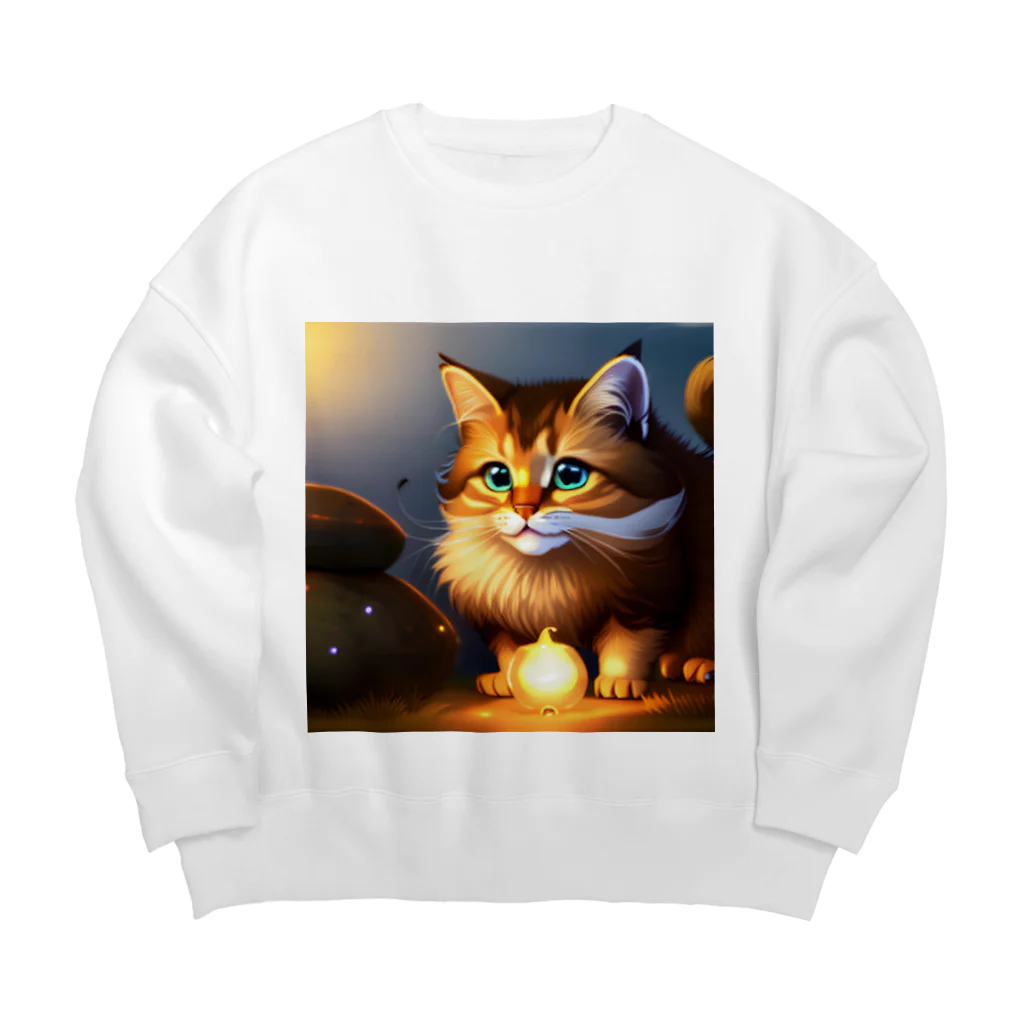 toshiオリジナルshopのフワフワにゃんこのイラストグッズ Big Crew Neck Sweatshirt