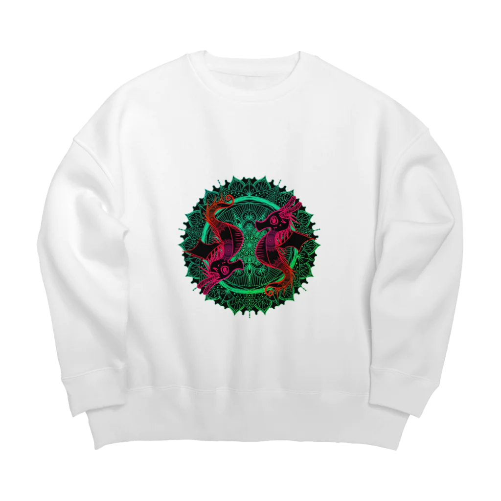 ﾈﾓﾌｨﾗのタツノオトシゴ 曼荼羅 陰陽 Big Crew Neck Sweatshirt