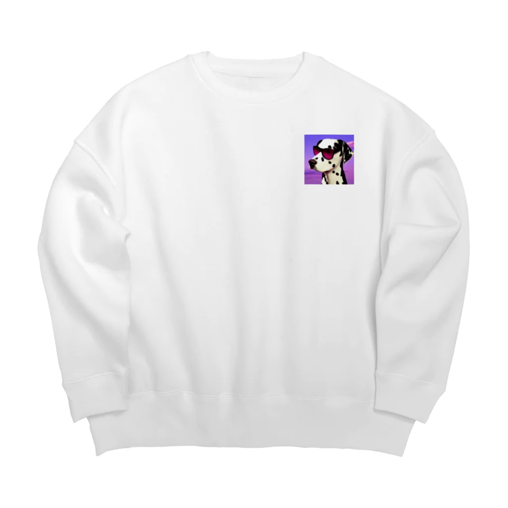 miekoriのsunglasses dog Big Crew Neck Sweatshirt