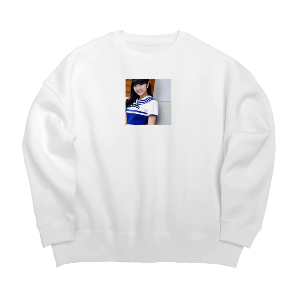 みやこのオリジナルショップの制服が似合う可愛いAI美少女のオリジナルグッズ Big Crew Neck Sweatshirt