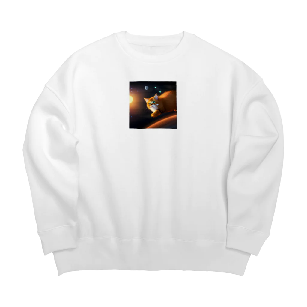 shopアルーニョの宇宙を走るネコさん Big Crew Neck Sweatshirt