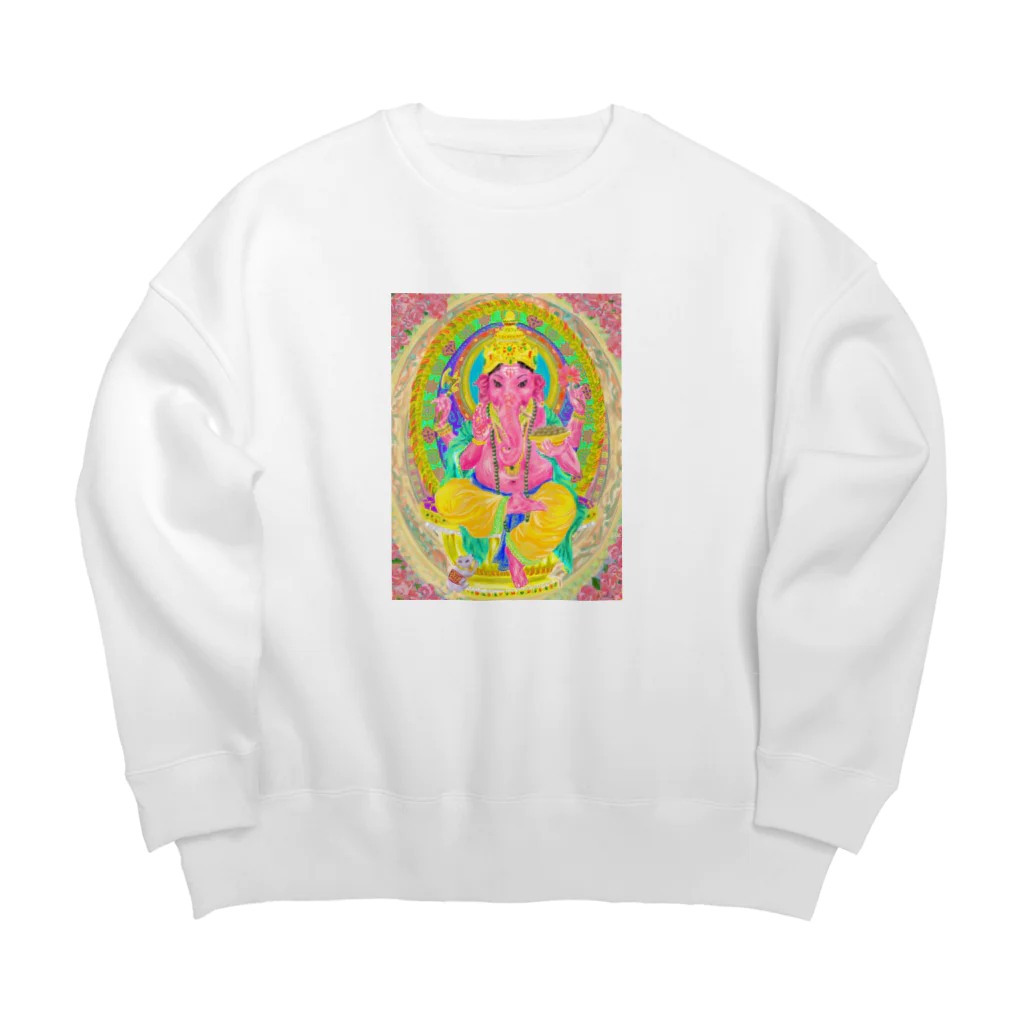 honhon180のピンクガネーシャ Big Crew Neck Sweatshirt