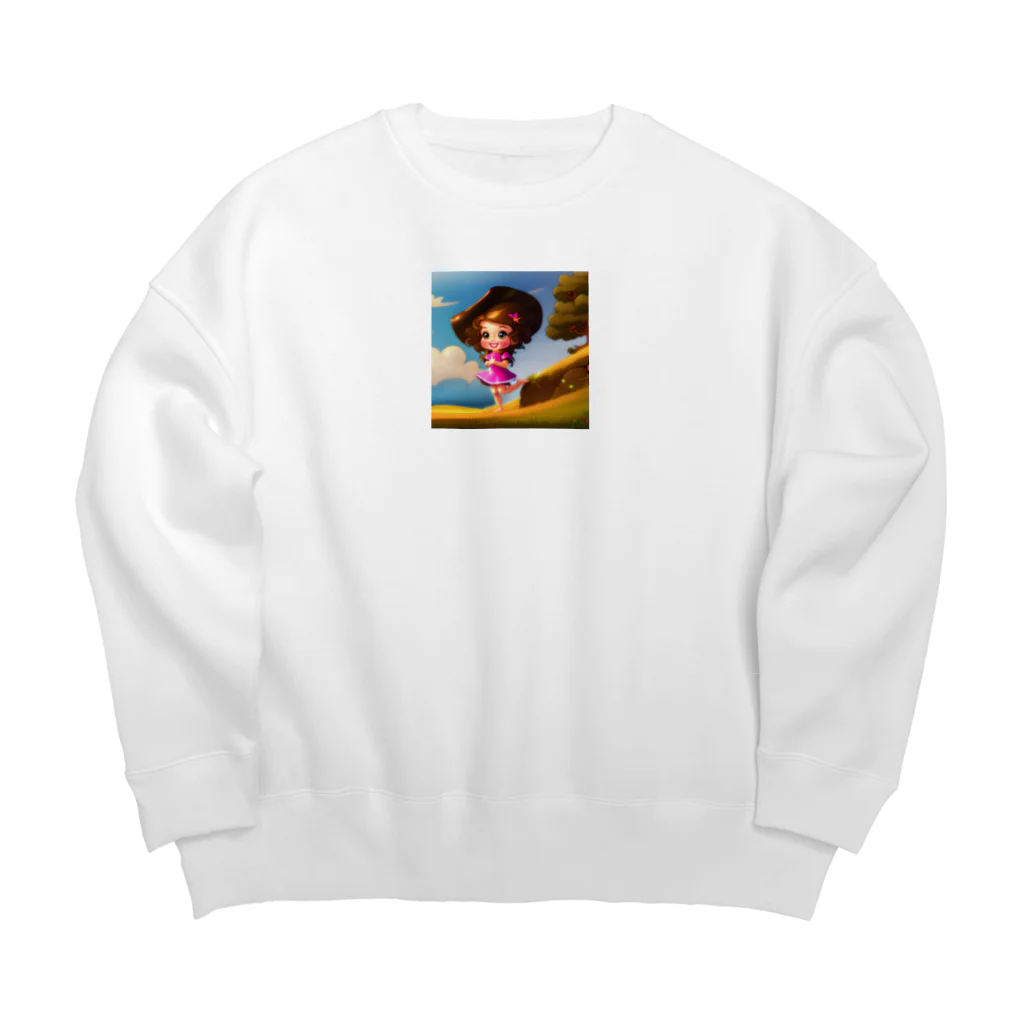 ryuji2618のハッピーガール Big Crew Neck Sweatshirt