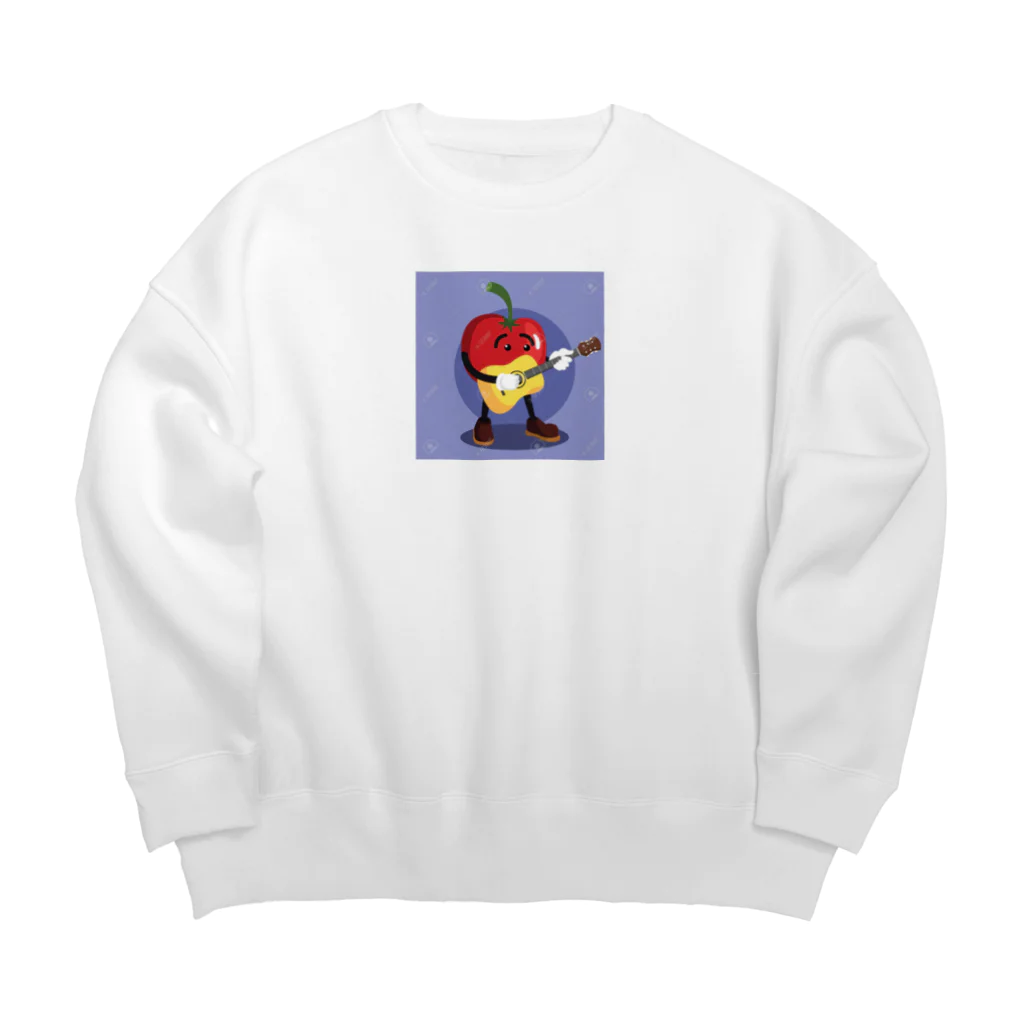 satomatoのイラストのギターを弾くトマトくん Big Crew Neck Sweatshirt