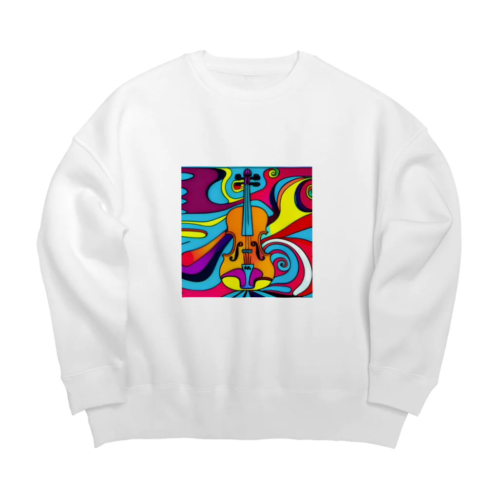 stugio_kの鮮やかなバイオリン柄 Big Crew Neck Sweatshirt