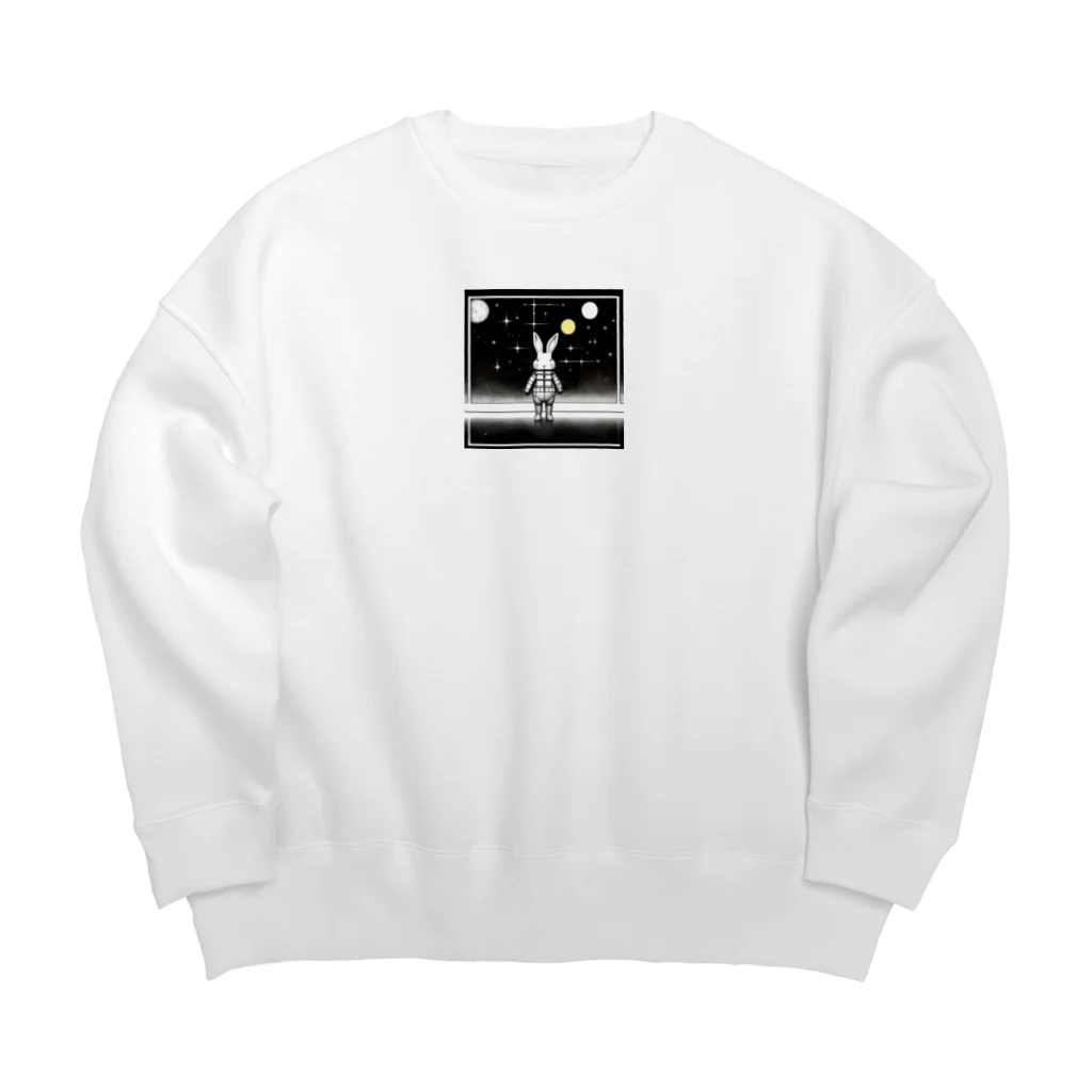 kota.の宇宙のうさぎ Big Crew Neck Sweatshirt