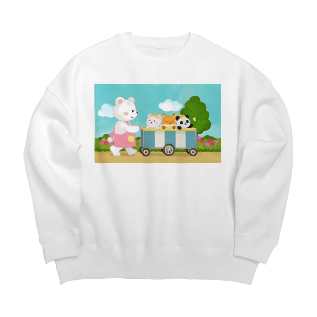 アプリコワークスのくまちゃん・みんなでお散歩 Big Crew Neck Sweatshirt