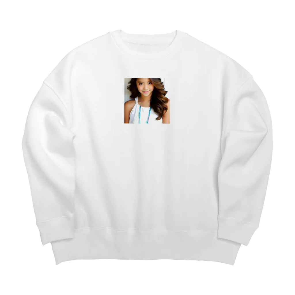 みやこのオリジナルショップの褐色肌のAI美少女のオリジナルグッズ Big Crew Neck Sweatshirt