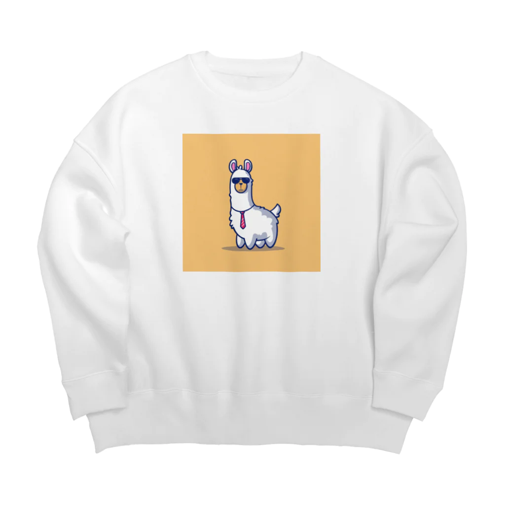 デザインショップ guccyのサングラスをかけたアルパカ Big Crew Neck Sweatshirt