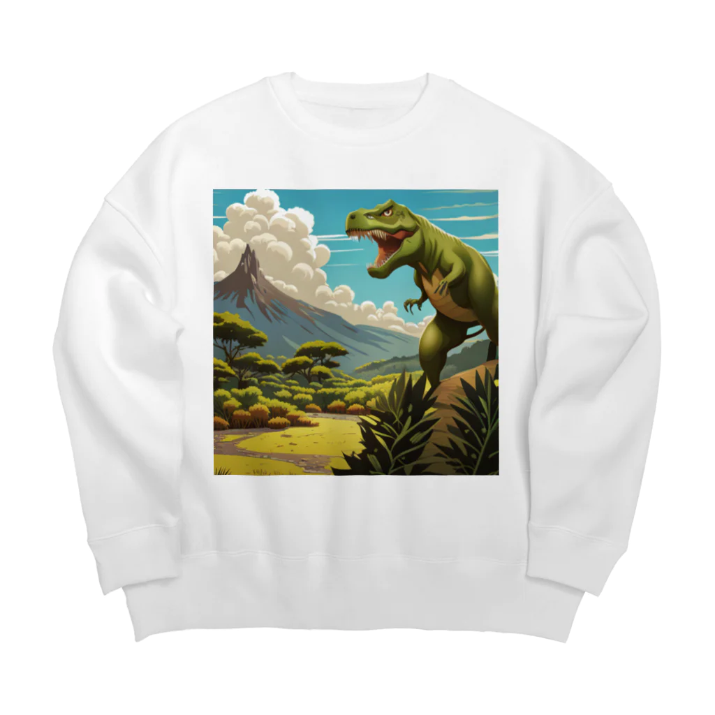 和彩-Wairoriのアニメ調　ティラノサウルス Big Crew Neck Sweatshirt