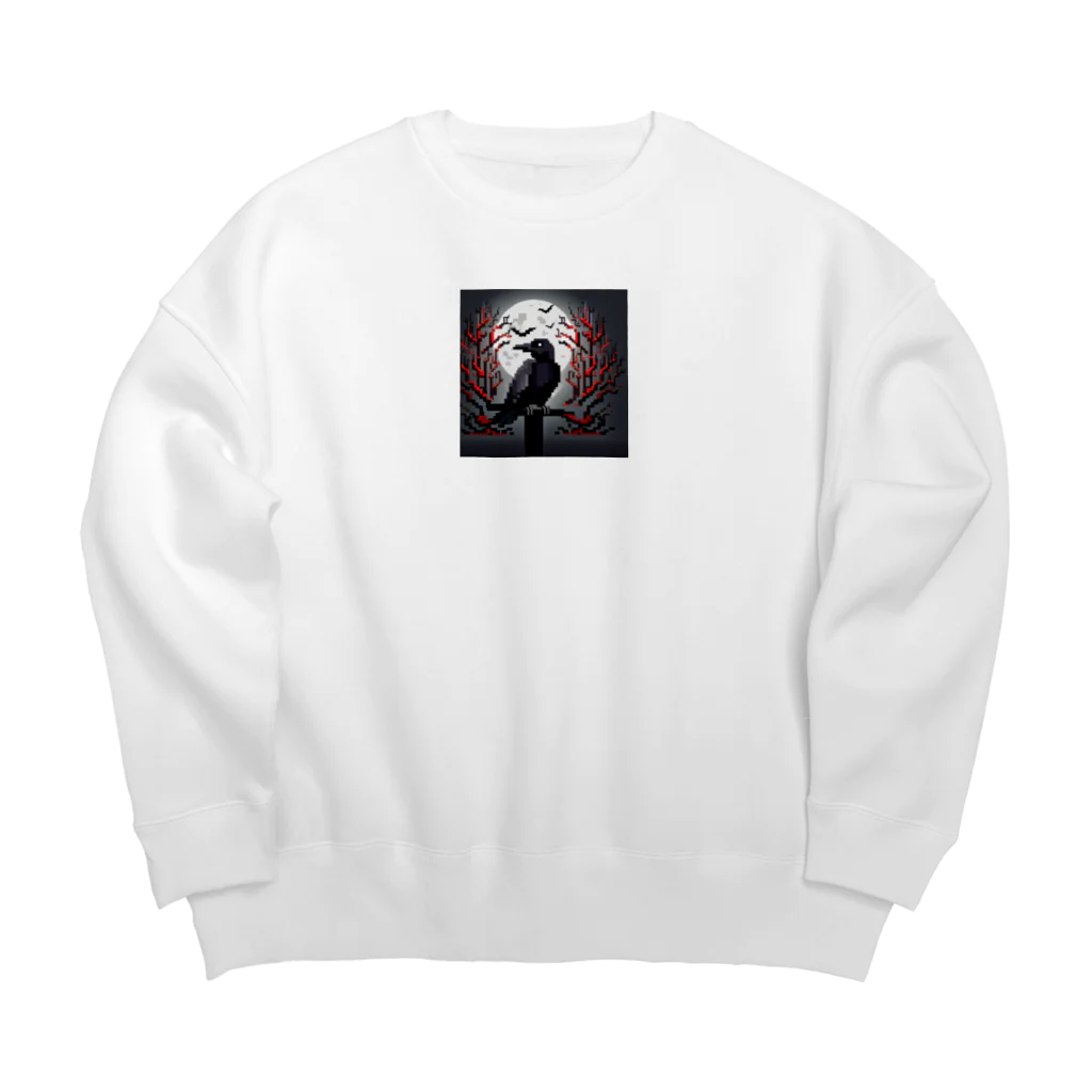 henohenomohejiadのドット絵のホラーなカラス Big Crew Neck Sweatshirt