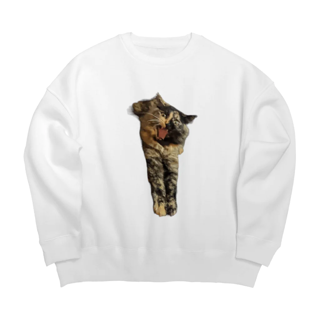 ネコ very cute foreverのワァーしてる猫パーカー Big Crew Neck Sweatshirt