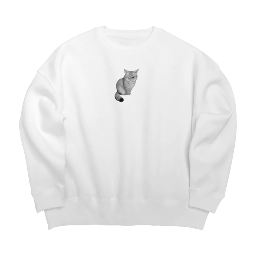 おそばのおすわりねこさん Big Crew Neck Sweatshirt