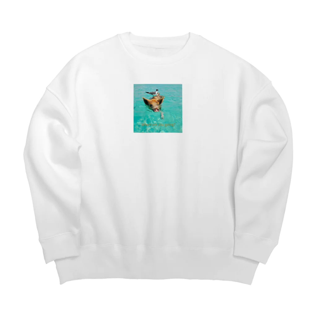 MOMOTAKAショップの海のかけら - ピグとバード Big Crew Neck Sweatshirt