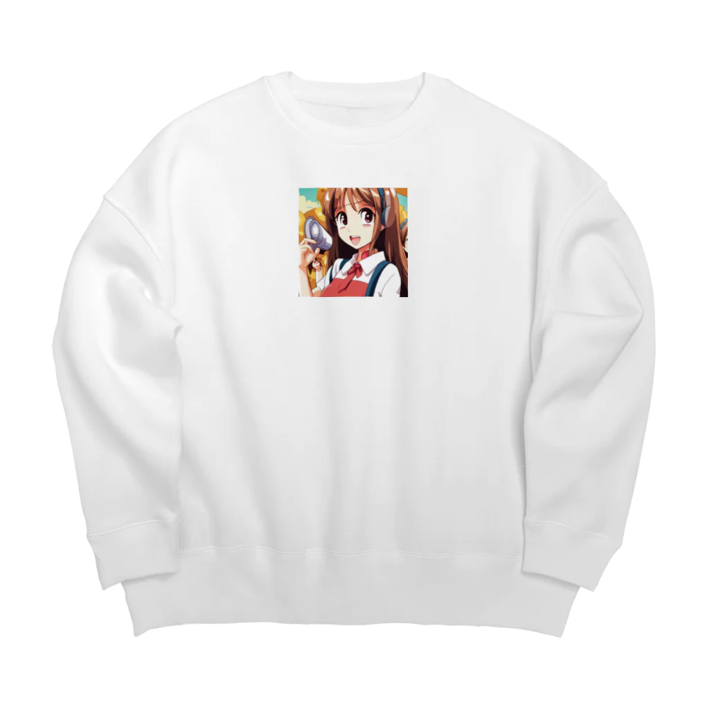 🎨デザイン宮殿🛍️のヘッドホン美少女 Big Crew Neck Sweatshirt