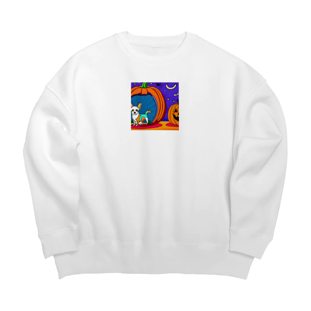 チワワ愛好家ショップのカボチャの秘密！中にはチワワが隠れている Big Crew Neck Sweatshirt