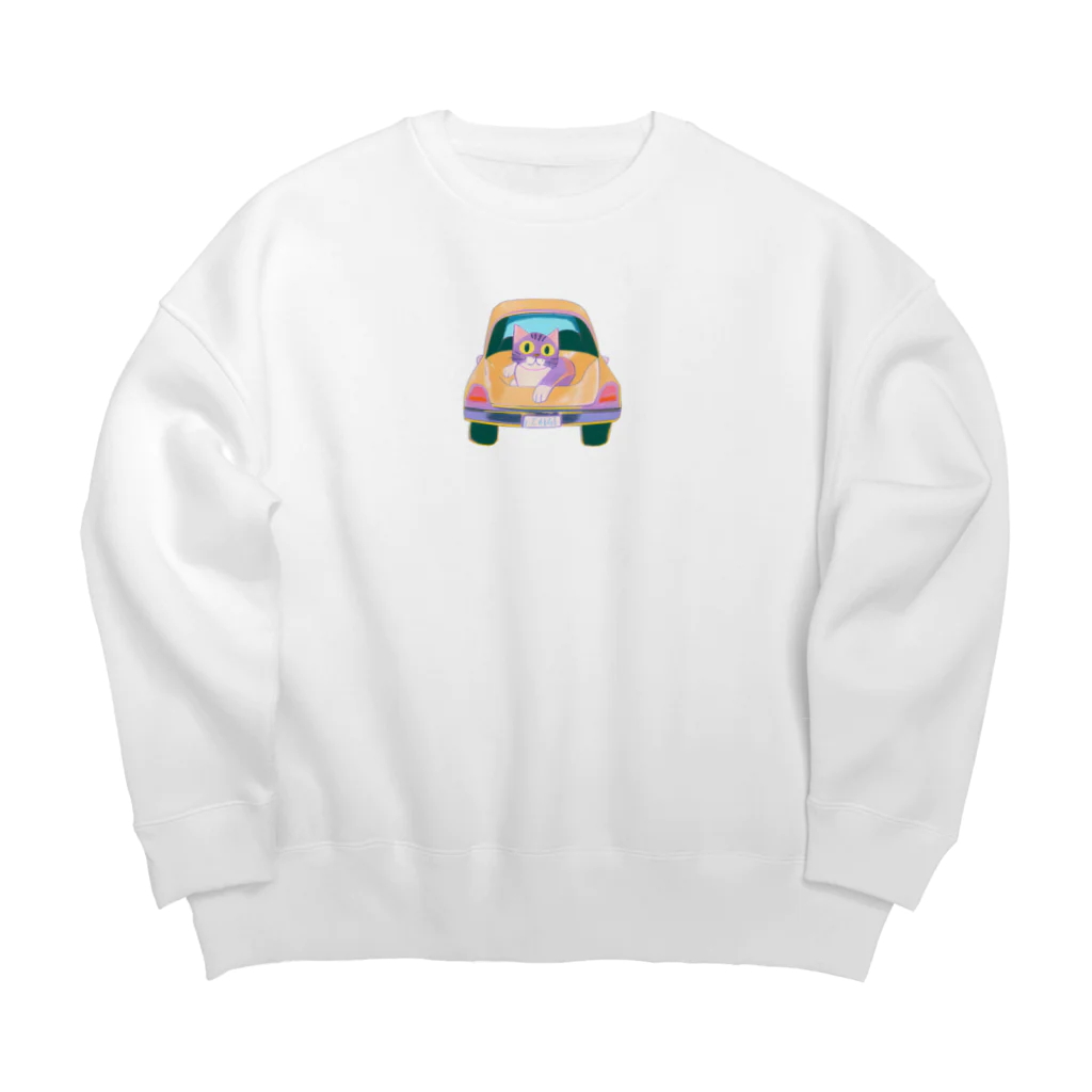 猫、かわいい系ショップの車の猫 Big Crew Neck Sweatshirt