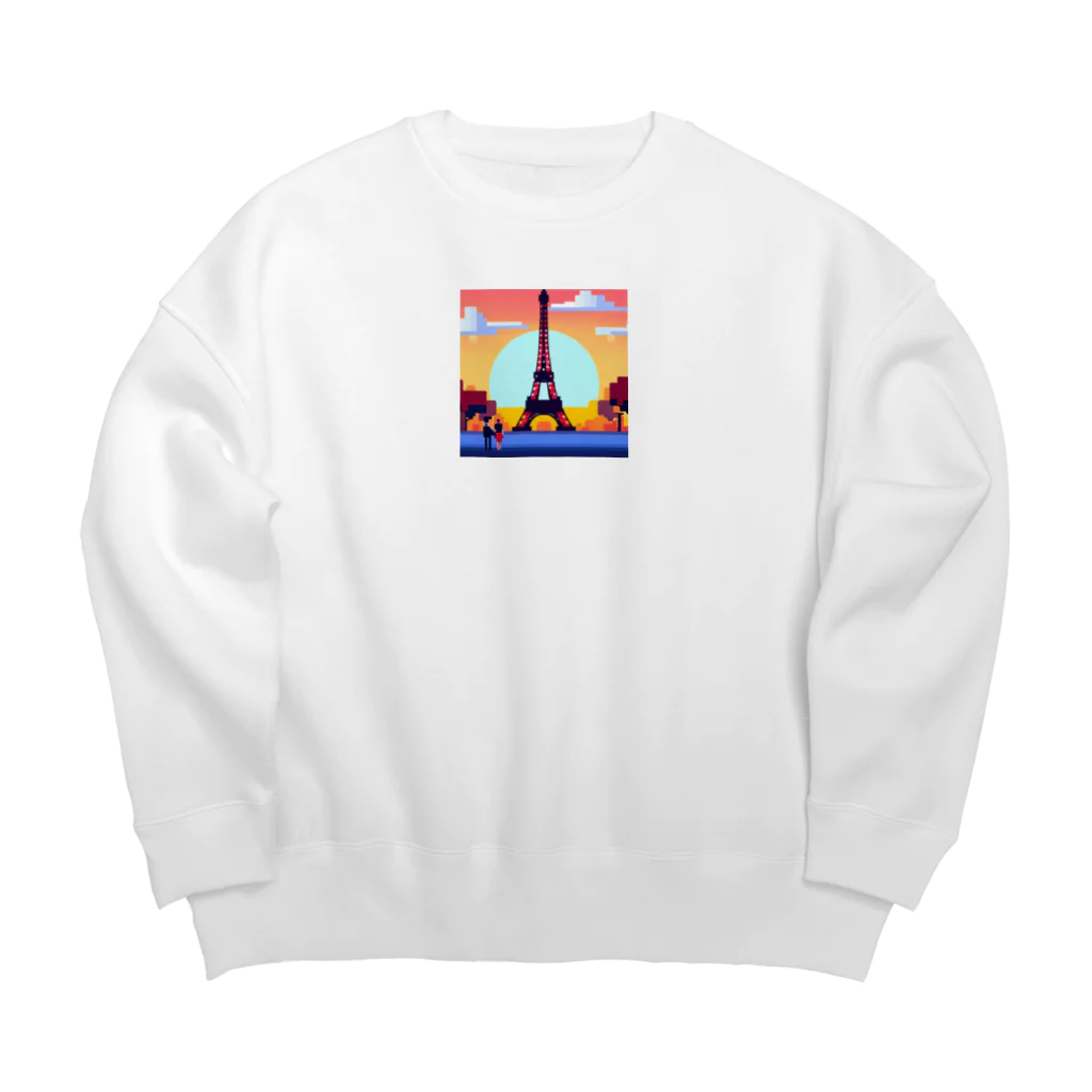 shibasannのフランスの風景のピクセルアート Big Crew Neck Sweatshirt