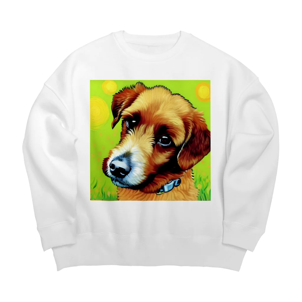 ハッピー・ディライト・ストアの見つめる愛犬 Big Crew Neck Sweatshirt