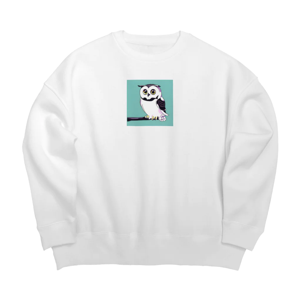 Owlのキュートなフクロウ Big Crew Neck Sweatshirt