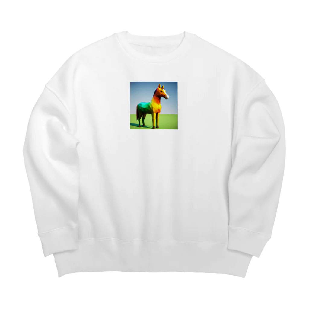 REIZAのカラフルにたたずむ馬 Big Crew Neck Sweatshirt