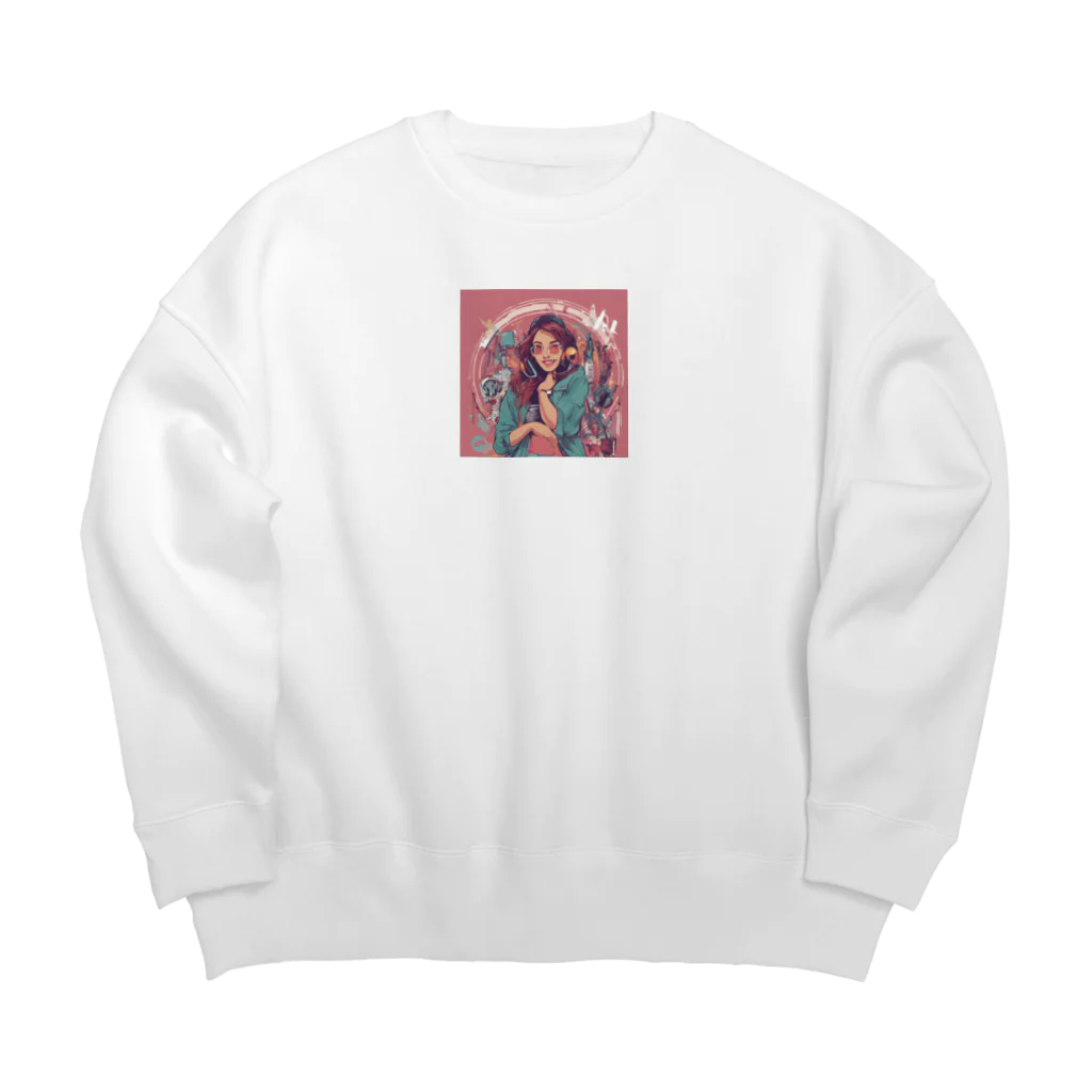 Mi-ko333shopのマイコレクション 美しい女性 Big Crew Neck Sweatshirt