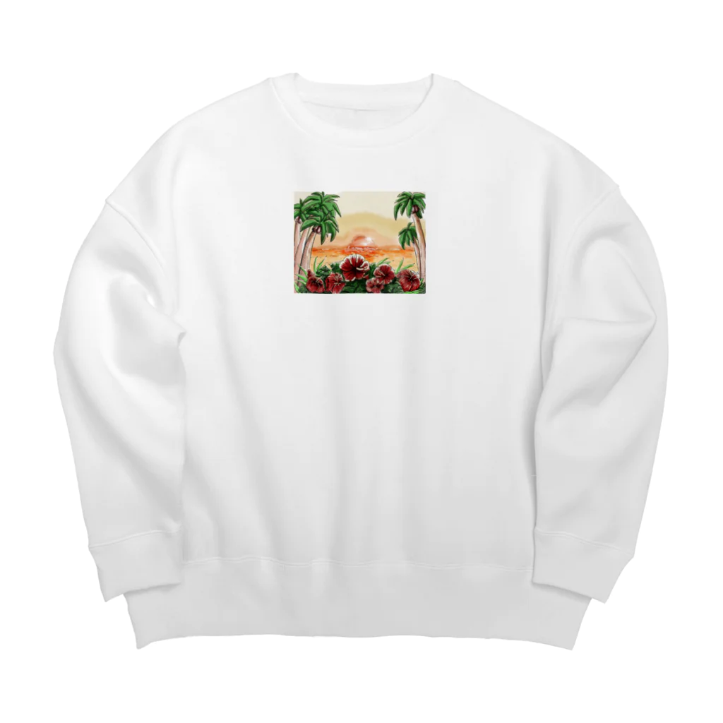 la-mer-sireneのハイビスカスのサンセット Big Crew Neck Sweatshirt