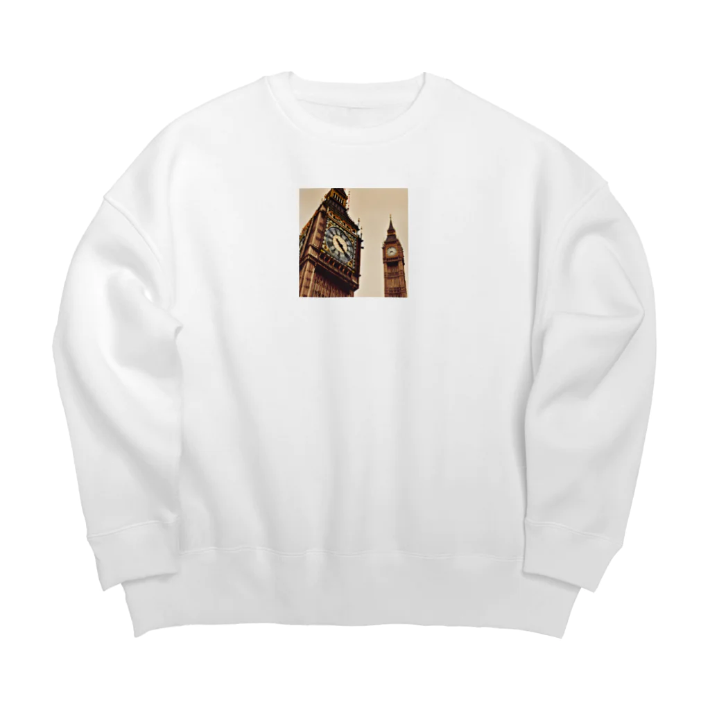 K-K123456のレトロなビックベンのイラストグッズ Big Crew Neck Sweatshirt