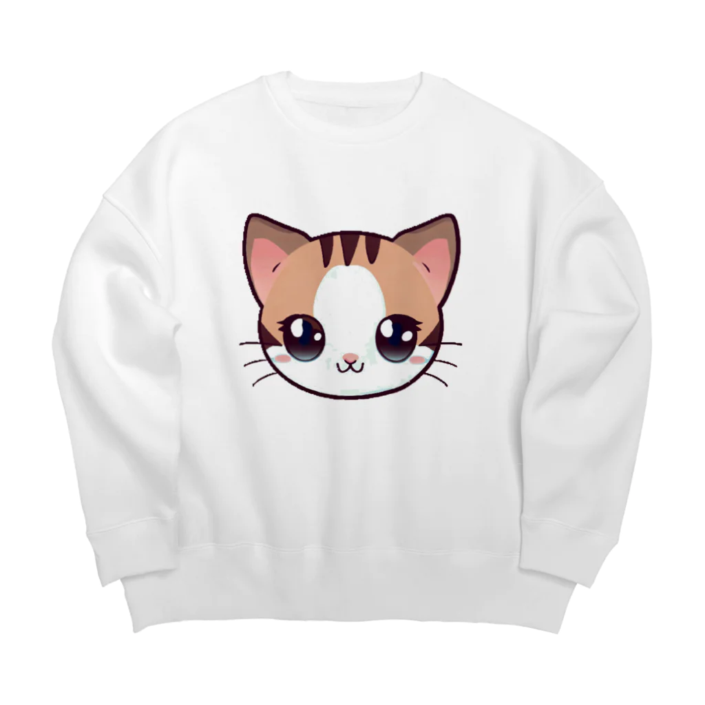 cozetの目を輝かせている猫 Big Crew Neck Sweatshirt