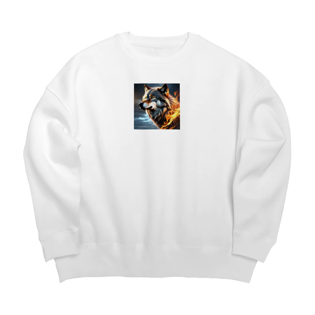 GOLAEの炎を纏う狼 Big Crew Neck Sweatshirt