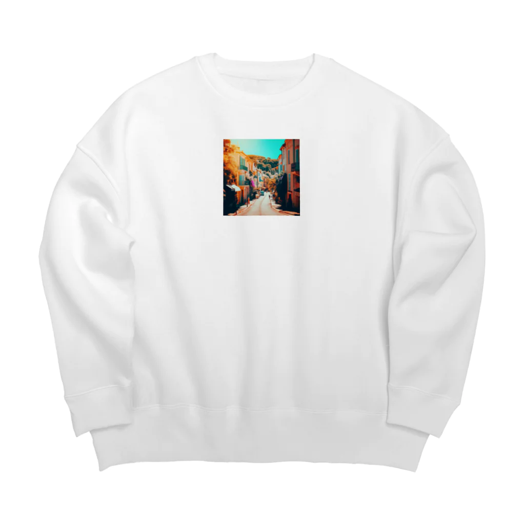 suzuri_tkの南仏の街並み、夏、明るく美しい、映画のような風景グッズ Big Crew Neck Sweatshirt