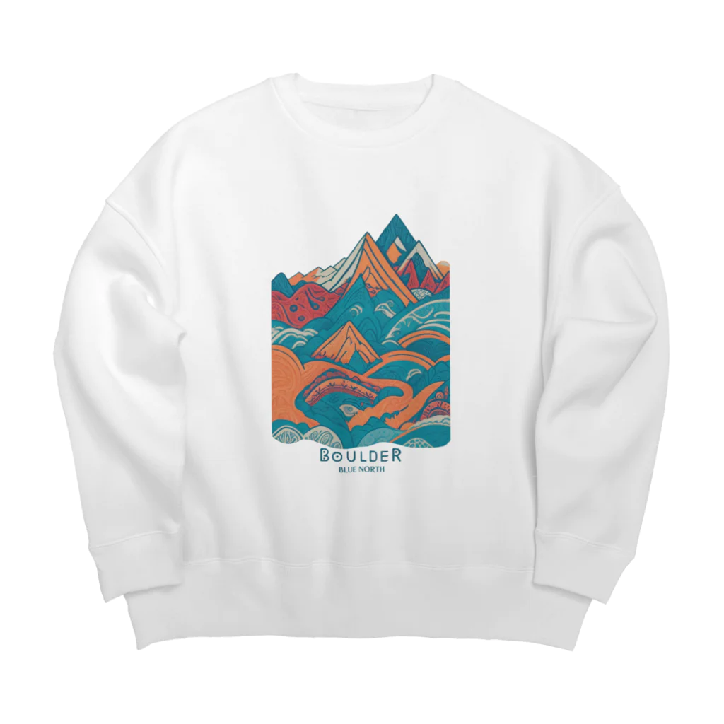 aokitaの【BLUE NORTH】ボルダーデザイン5 Big Crew Neck Sweatshirt