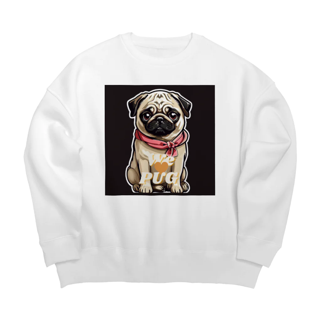 LEONのWe♥PUG　ブラック（パグ大好き！） Big Crew Neck Sweatshirt