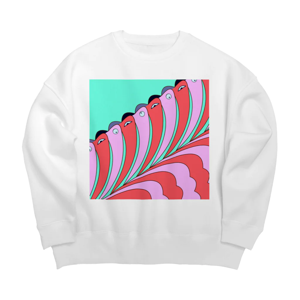 ココから（こーひーまる。）のカラフラミンゴ Big Crew Neck Sweatshirt