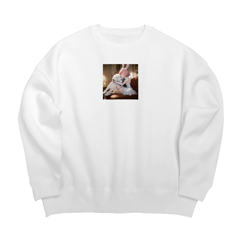 フウマショプのうさぎと犬のハグ Big Crew Neck Sweatshirt