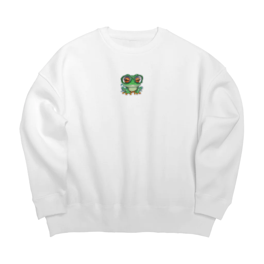 rashidoの知的な眼鏡カエル Big Crew Neck Sweatshirt