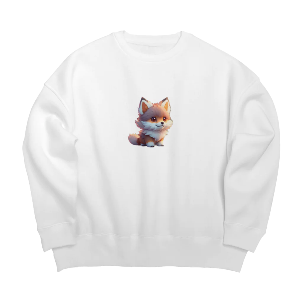 romi-yuのキツネくん Big Crew Neck Sweatshirt