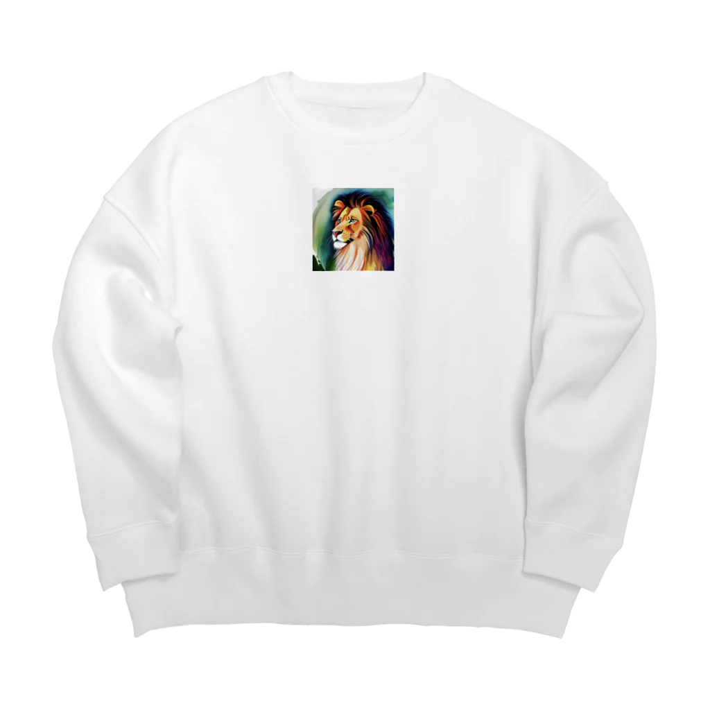 animals lovingのライオン水彩画4 Big Crew Neck Sweatshirt