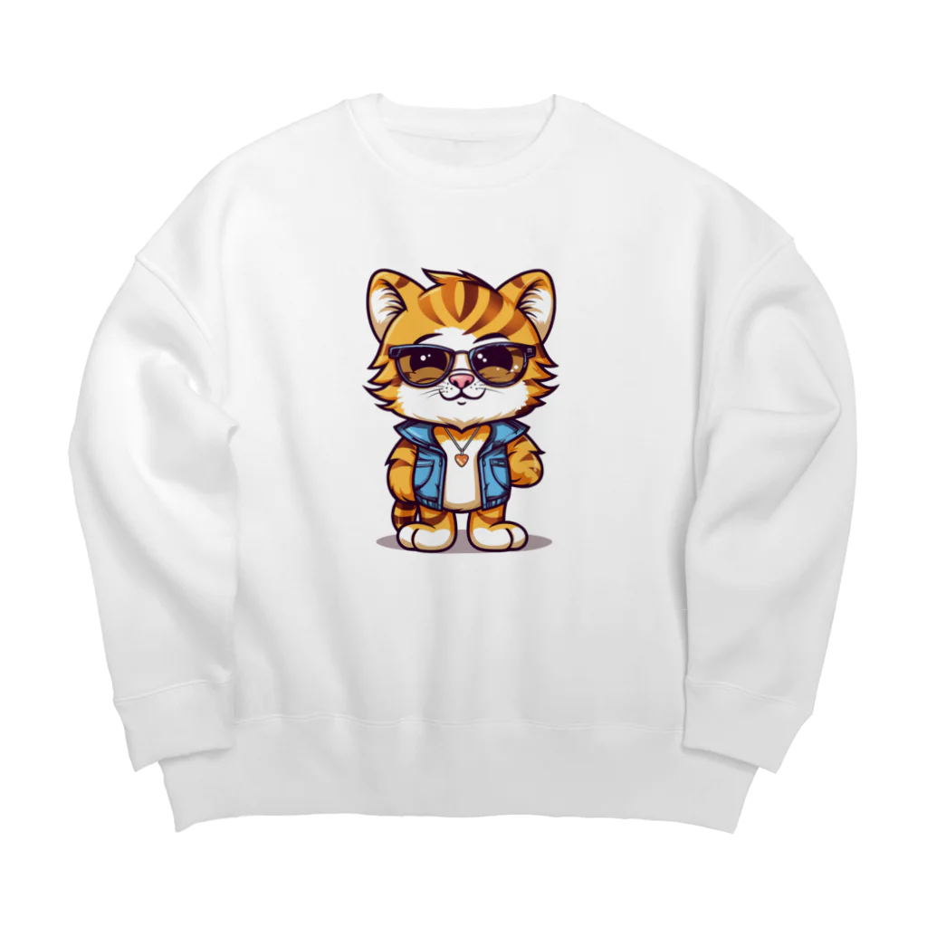 Vasetti_pressのベストを着たトラ Big Crew Neck Sweatshirt