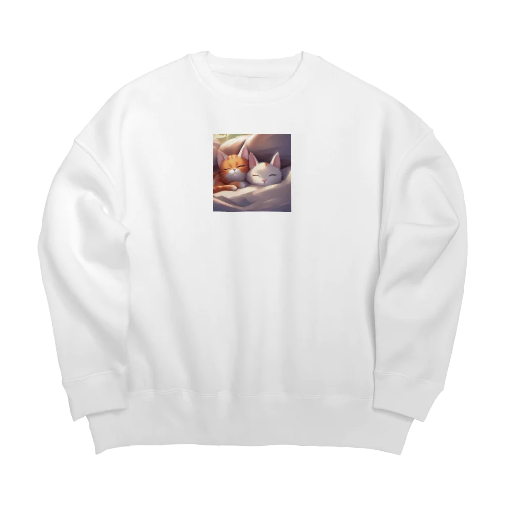 夫婦にゃんこの休日に布団から出てこない夫婦ネコ Big Crew Neck Sweatshirt