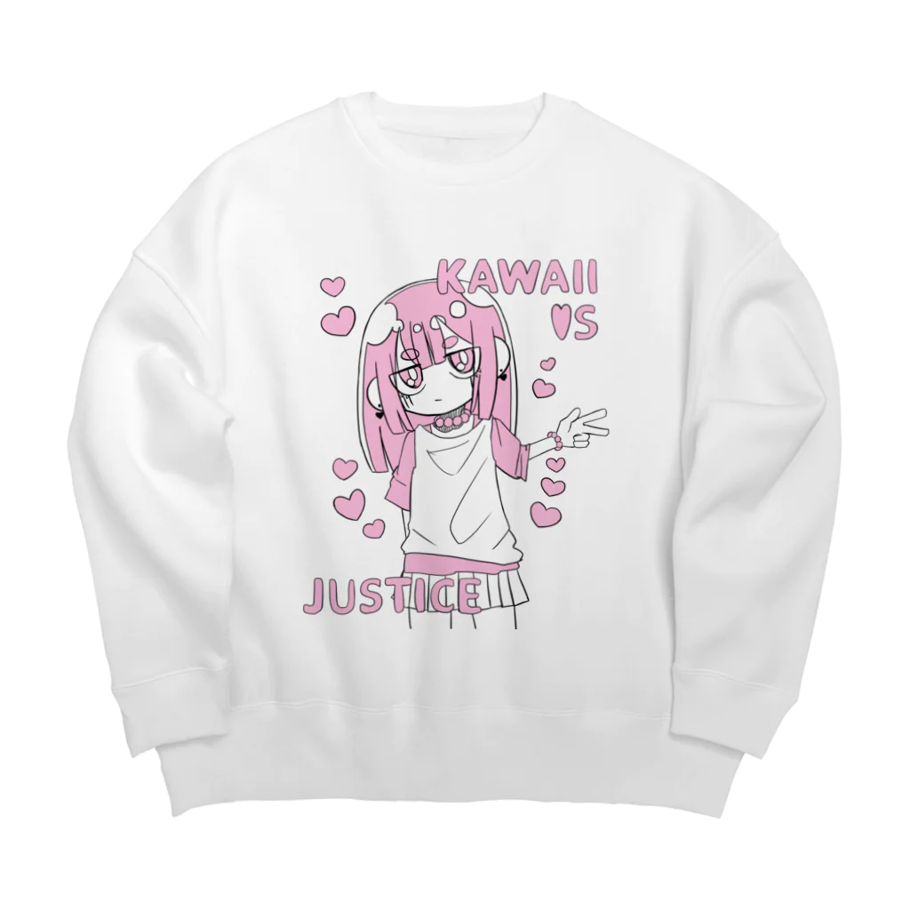 ライカのお店屋さんのKAWAII女の子（桃色） Big Crew Neck Sweatshirt