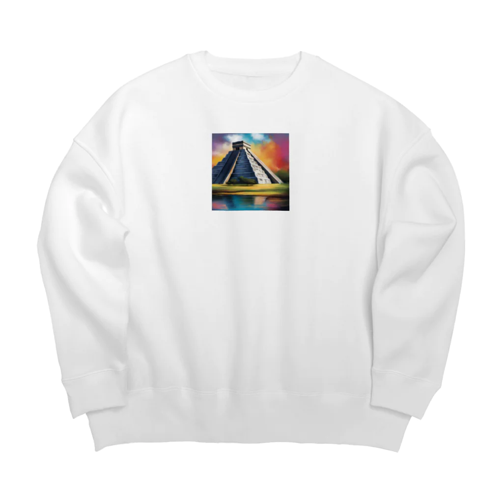 YoMiTの有名な観光スポットをイメージした画像：チチェン・イッツァ（メキシコ） Big Crew Neck Sweatshirt