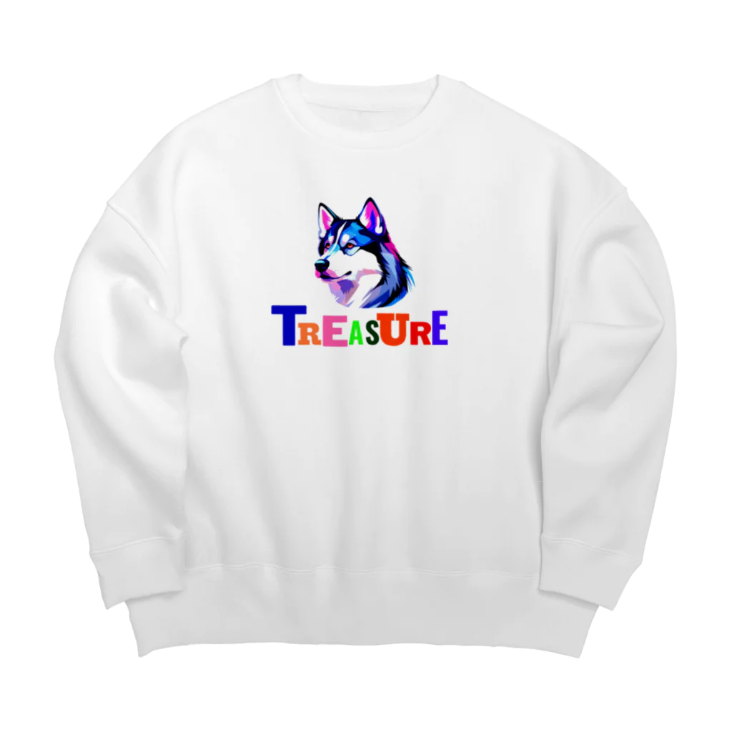 orangeandblueのTreasure（シベリアンハスキー） Big Crew Neck Sweatshirt