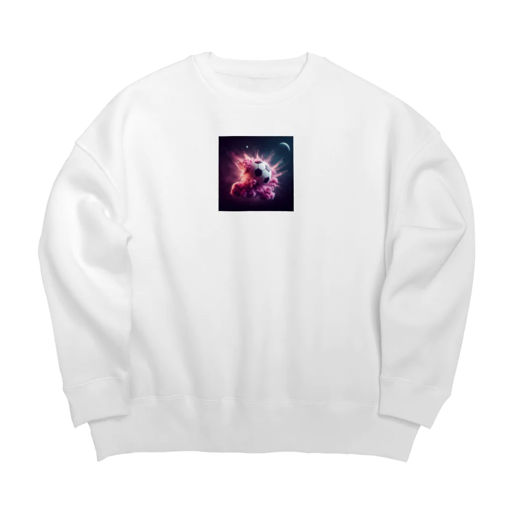 ワンダーワールド・ワンストップの宇宙の中でピンク色の煙を放ち爆発するサッカーボール③ Big Crew Neck Sweatshirt