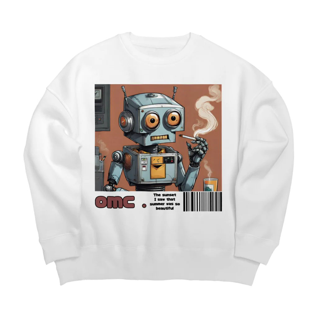 おもちショップの一服ロボくん Big Crew Neck Sweatshirt