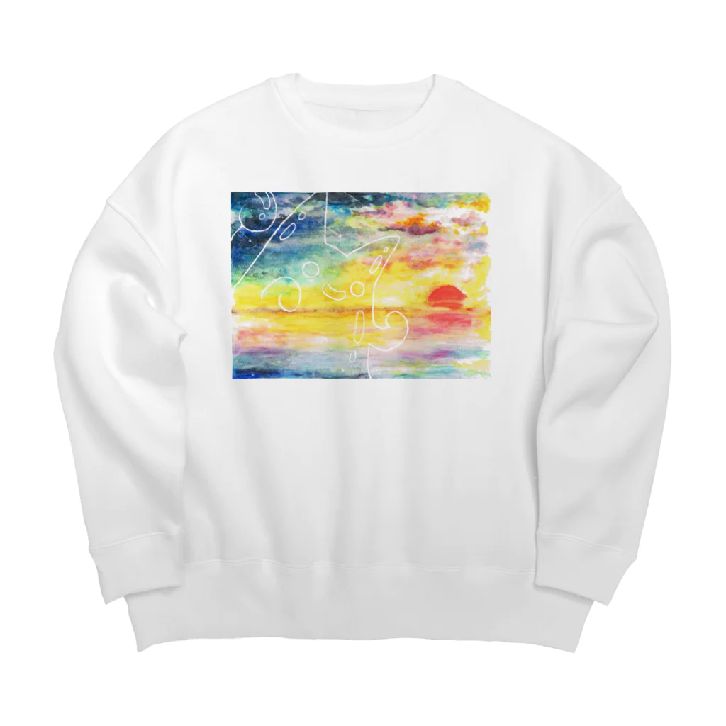 ねこさん爆発ショップの夕焼けスケスケニャメクジ Big Crew Neck Sweatshirt