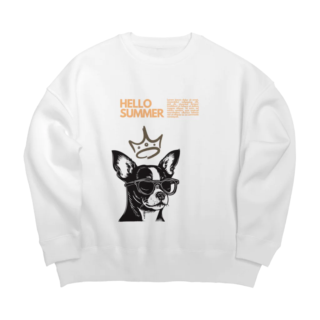 hide0120の犬（眼鏡） Big Crew Neck Sweatshirt