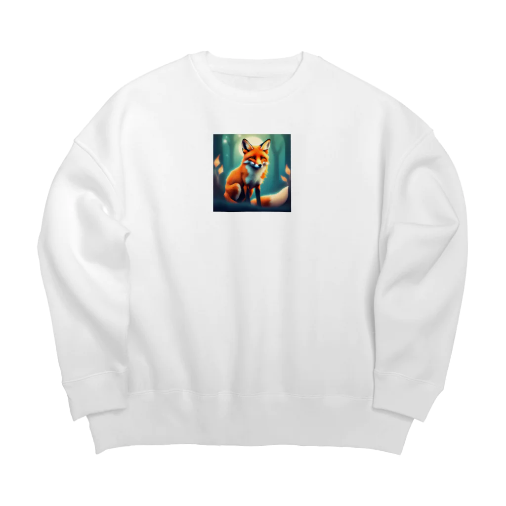 安田ワールドのキツネのイラストグッズ Big Crew Neck Sweatshirt