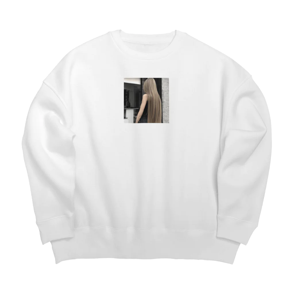 癒しと萌えとかわいいお店✨の流れる髪 魅惑的な女性の長い髪のイメージ Big Crew Neck Sweatshirt