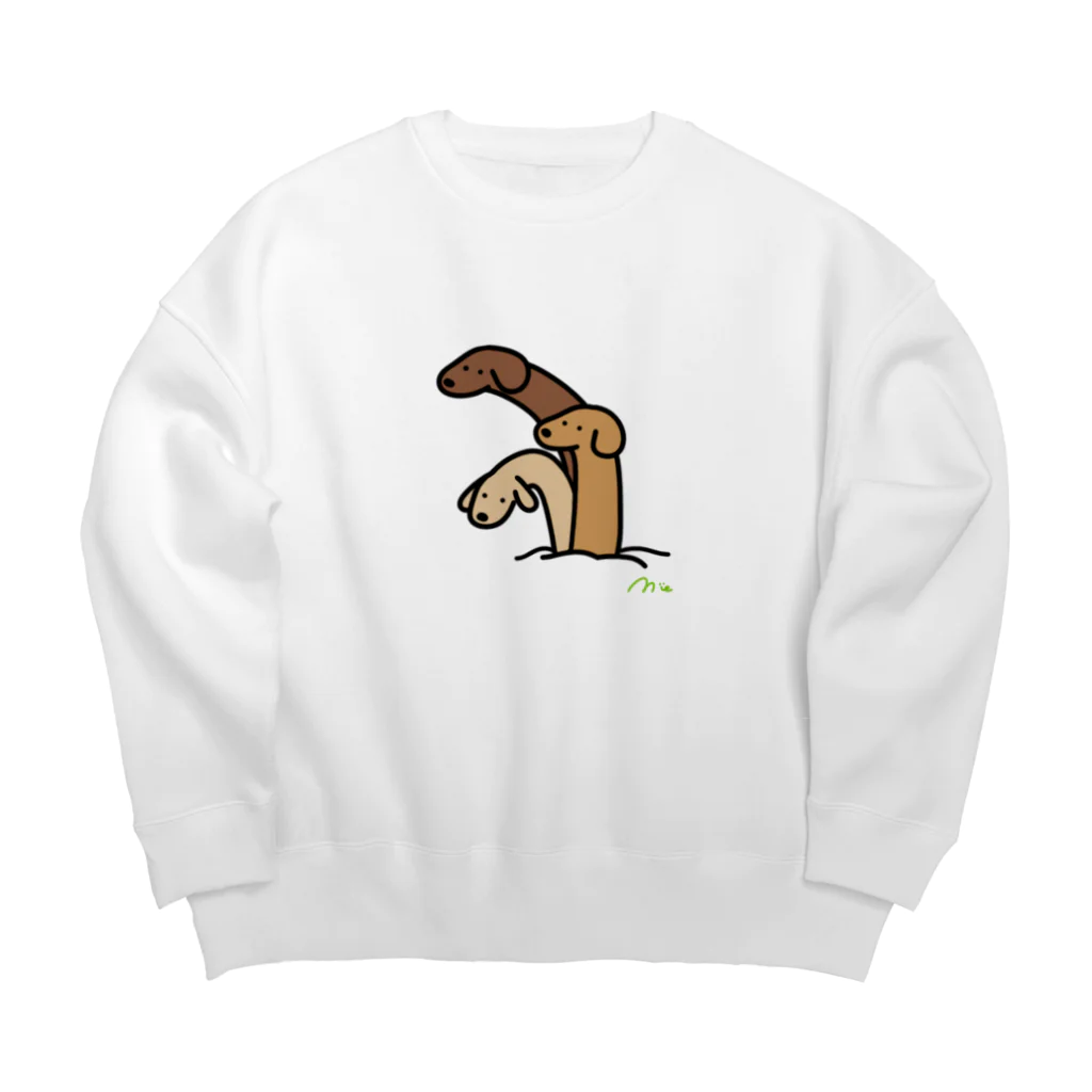 ᐡ ᐧ ﻌ ᐧ ᐡの3本の長い犬 Big Crew Neck Sweatshirt